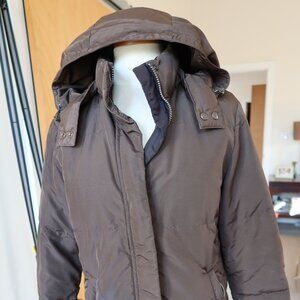$750 Max Mara Weekend reversible puffer coat brown/black removable hood sz 4